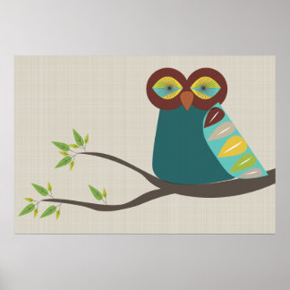 Mid Century Modern Owl Poster