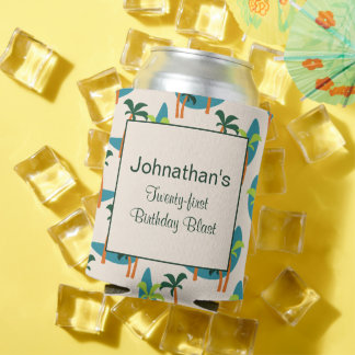 Mid Century Modern Palm Oasis Can Cooler