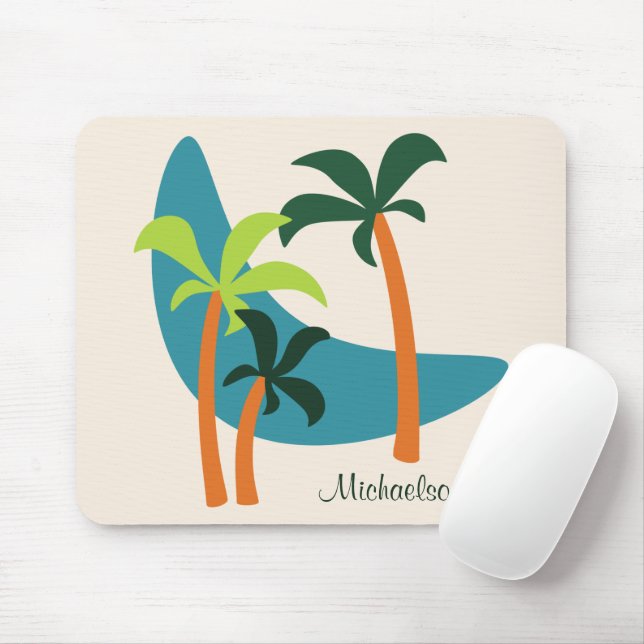 Mid Century Modern Palm Oasis Mouse Mat (With Mouse)