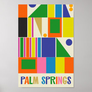Mid Century Modern Palm Springs Colourful Geometri Poster