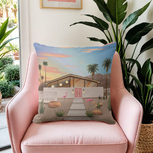 Mid Century Modern Palm Springs Flamingo House   Cushion