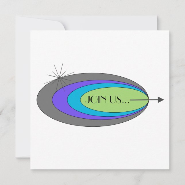 Mid-century modern party invitation (Front)