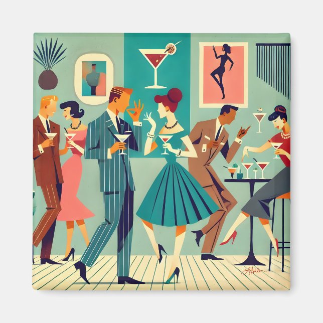 Mid Century Modern Party The Martini Dance Magnet (Front)