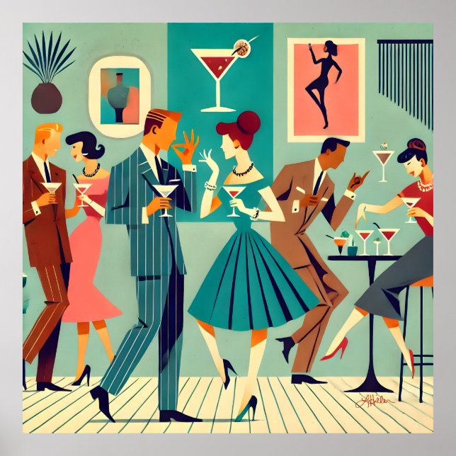 Mid Century Modern Party The Martini Dance Poster (Front)