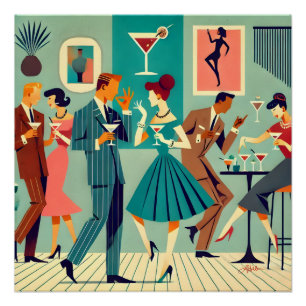 Mid Century Modern Party The Martini Dance Poster