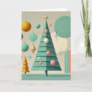 Mid-Century Modern Pastel Christmas Tree Card