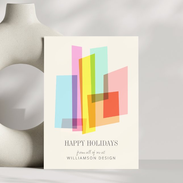 Mid-Century Modern Pastel Geometric Business  Holiday Card (Creator Uploaded)