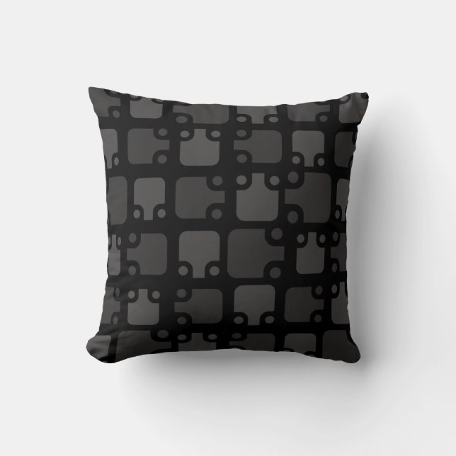 Mid Century Modern Pattern Black Cushion (Front)