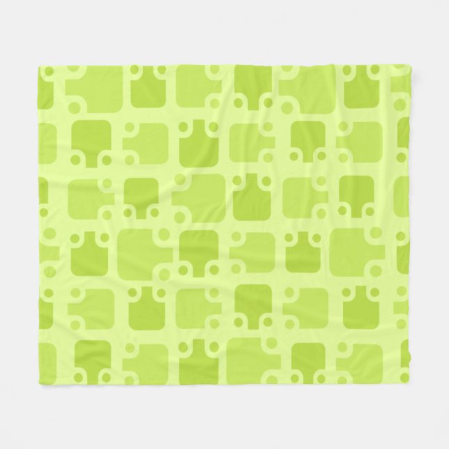 Mid Century Modern Pattern Chartreuse Fleece Blanket (Front (Horizontal))