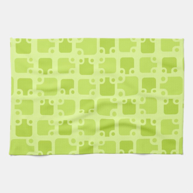 Mid Century Modern Pattern Chartreuse Tea Towel (Horizontal)