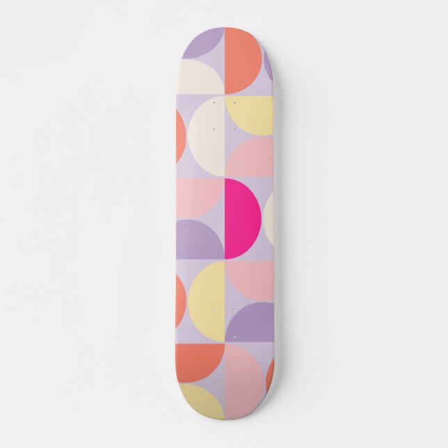 Mid Century Modern Pattern Colourful Collage Skateboard (Front)