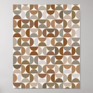 Mid Century Modern Pattern Earth Tones Terracotta Poster