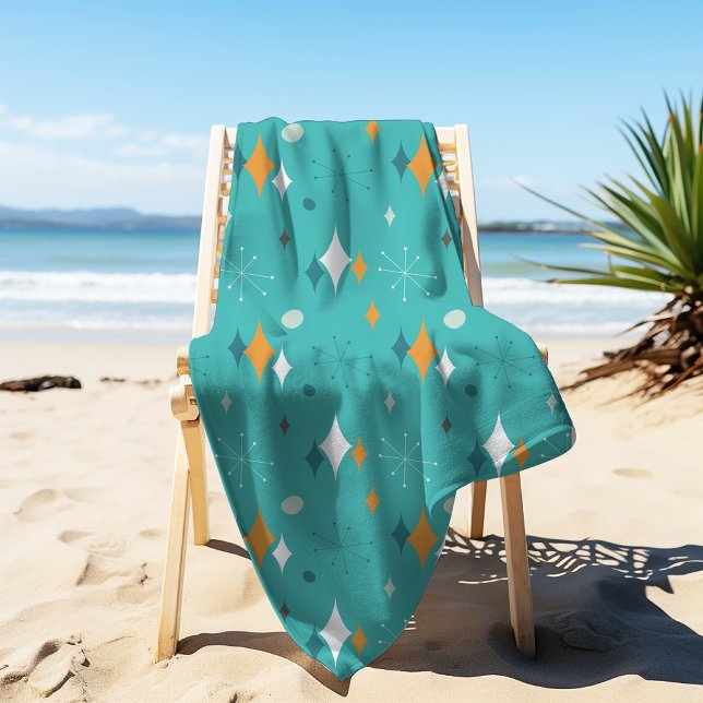 Mid Century Modern Pattern in Teal Beach Towel (Creator Uploaded)