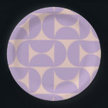 Mid Century Modern Pattern Lavender Paper Plate<br><div class="desc">Retro Mid Century Modern Pattern – Abstract Geometric Shapes – Minimalist Pattern in lavender / purple / lilac and beige.</div>