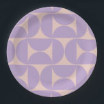 Mid Century Modern Pattern Lavender Paper Plate<br><div class="desc">Retro Mid Century Modern Pattern – Abstract Geometric Shapes – Minimalist Pattern in lavender / purple / lilac and beige.</div>