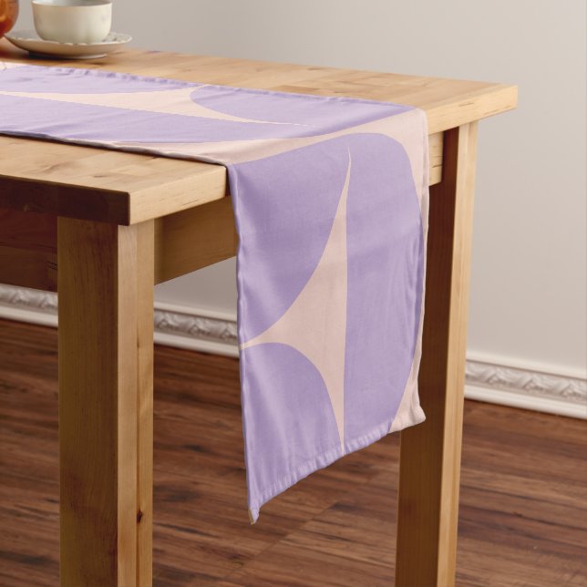 Mid Century Modern Pattern Lavender Short Table Runner (In Situ)