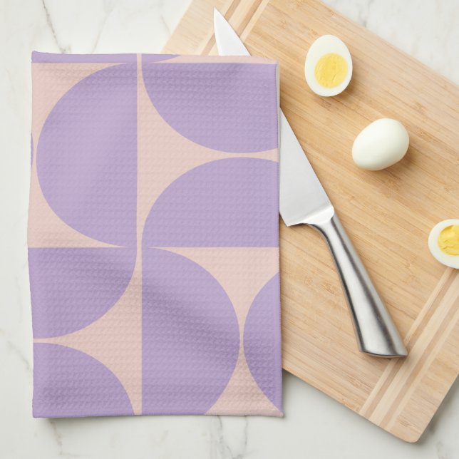 Mid Century Modern Pattern Lavender Tea Towel (Quarter Fold)