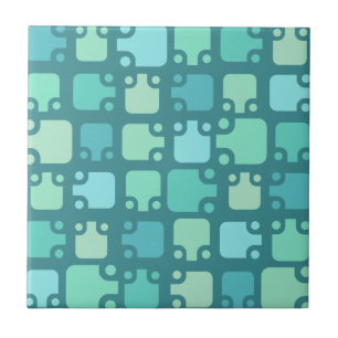 Mid Century Modern Pattern Ocean Blue Tile