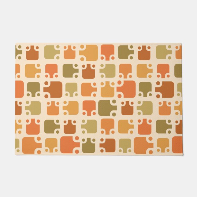 Mid Century Modern Pattern Ochre Doormat (Front)