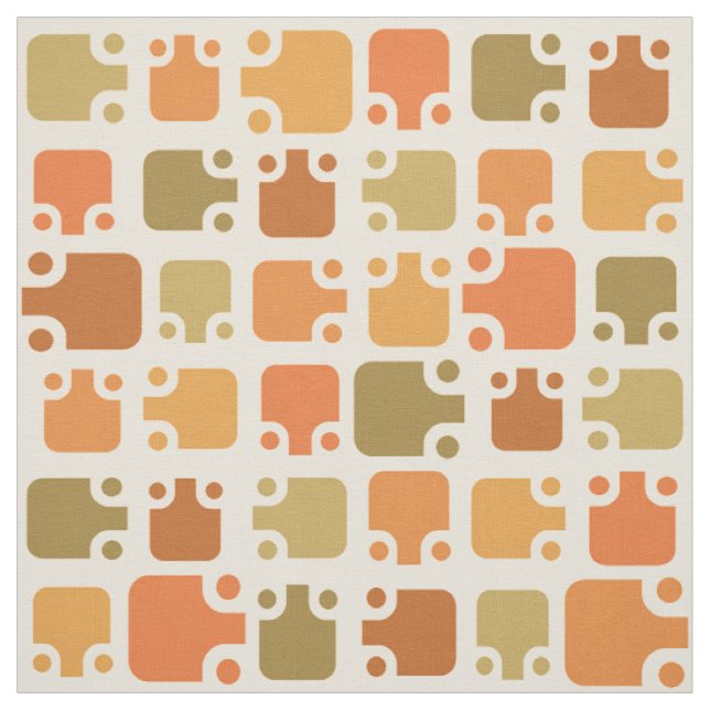 Mid Century Modern Pattern Ochre Fabric (Swatch)