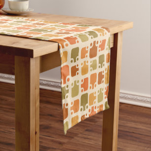 Mid Century Modern Pattern Ochre Short Table Runner