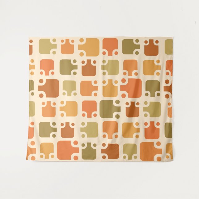 Mid Century Modern Pattern Ochre Tapestry (Front (Horizontal))