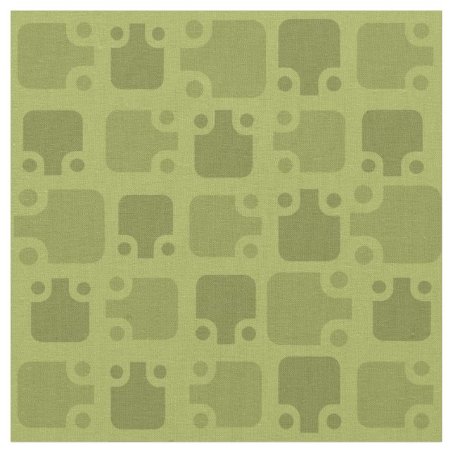 Mid Century Modern Pattern Olive Green Fabric (Close Up)