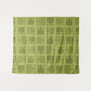 Mid Century Modern Pattern Olive Green Tapestry