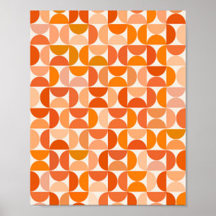 Mid Century Modern Pattern Orange Poster
