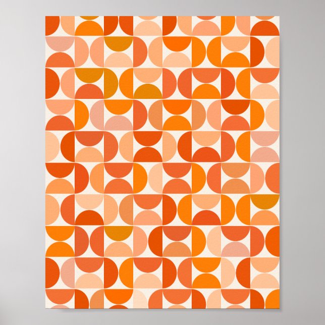Mid Century Modern Pattern Orange Poster (Front)
