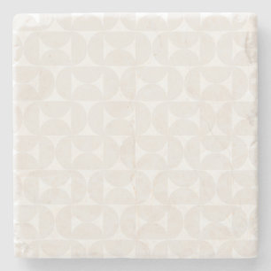 Mid Century Modern Pattern Pale Beige And White Stone Coaster