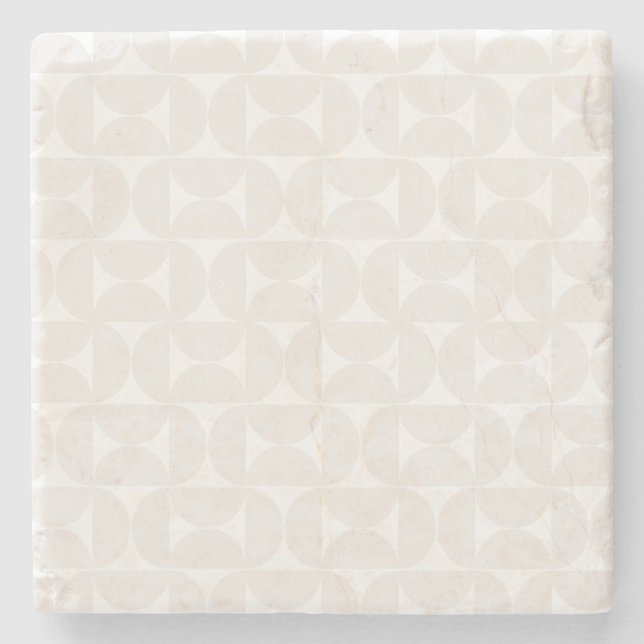 Mid Century Modern Pattern Pale Beige And White Stone Coaster (Front)
