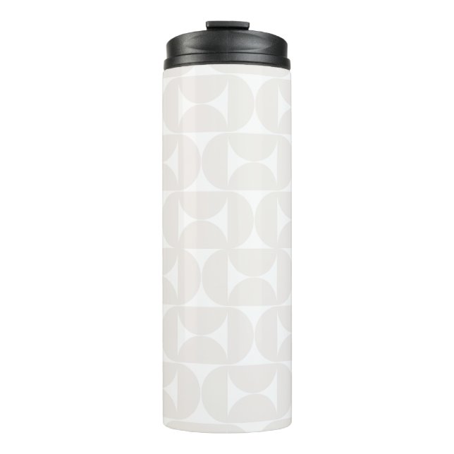 Mid Century Modern Pattern Pale Beige And White Thermal Tumbler (Front)