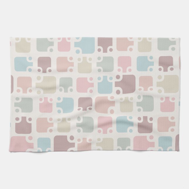 Mid Century Modern Pattern Pastel Tea Towel (Horizontal)