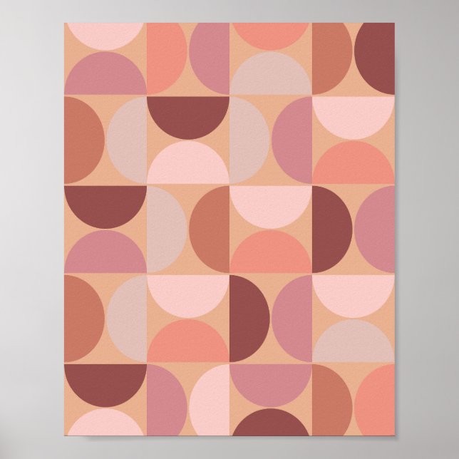 Mid Century Modern Pattern Peach Fuzz Poster (Front)