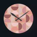 Mid Century Modern Pattern Peach Fuzz Round Clock<br><div class="desc">Mid century modern pattern – abstract geometric shapes – minimalist pattern in peach fuzz – neutral earth tones.</div>