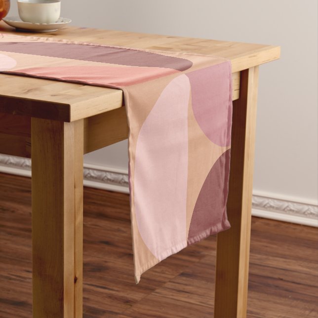 Mid Century Modern Pattern Peach Fuzz Short Table Runner (In Situ)