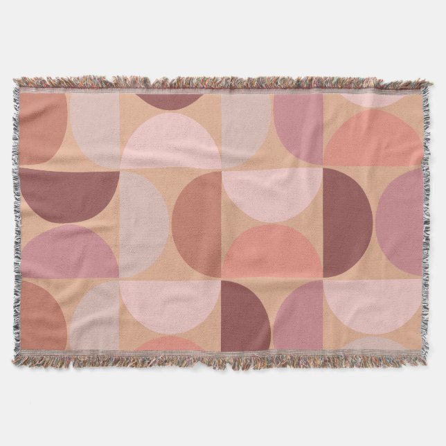 Mid Century Modern Pattern Peach Fuzz Throw Blanket (Front)