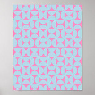 Mid Century Modern Pattern Pink And Blue Poster