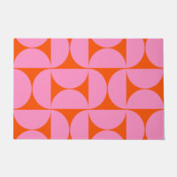 Mid Century Modern Pattern Preppy Pink And Orange