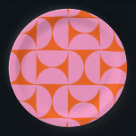Mid Century Modern Pattern Preppy Pink And Orange Paper Plate<br><div class="desc">Retro Mid Century Modern Pattern – Abstract Geometric Shapes – Cute and Minimalist Pattern in pink and orange.</div>