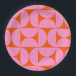 Mid Century Modern Pattern Preppy Pink And Orange Paper Plate<br><div class="desc">Retro Mid Century Modern Pattern – Abstract Geometric Shapes – Cute and Minimalist Pattern in pink and orange.</div>