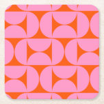 Mid Century Modern Pattern Preppy Pink And Orange Square Paper Coaster<br><div class="desc">Retro Mid Century Modern Pattern – Abstract Geometric Shapes – Cute and Minimalist Pattern in pink and orange.</div>