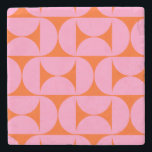 Mid Century Modern Pattern Preppy Pink And Orange Stone Coaster<br><div class="desc">Retro Mid Century Modern Pattern – Abstract Geometric Shapes – Cute and Minimalist Pattern in pink and orange.</div>