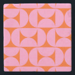 Mid Century Modern Pattern Preppy Pink And Orange Stone Coaster<br><div class="desc">Retro Mid Century Modern Pattern – Abstract Geometric Shapes – Cute and Minimalist Pattern in pink and orange.</div>