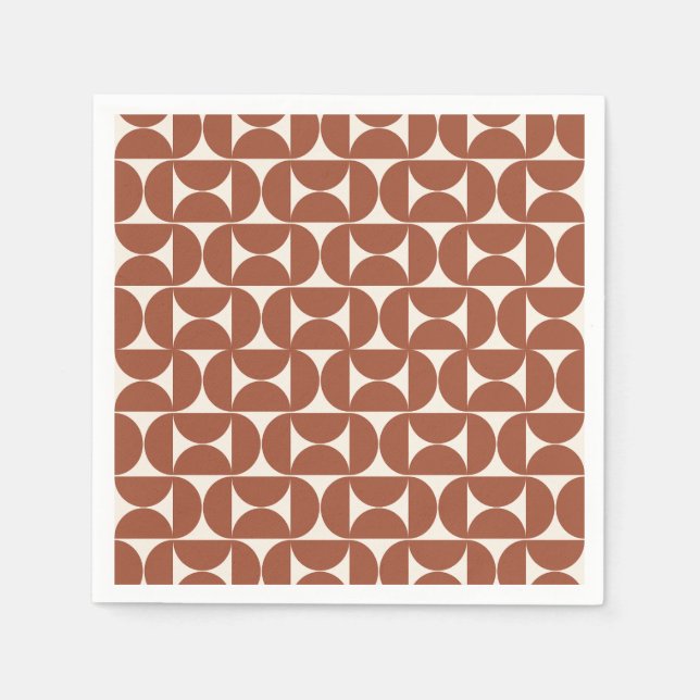 Mid Century Modern Pattern Rust Terracotta Napkin (Front)