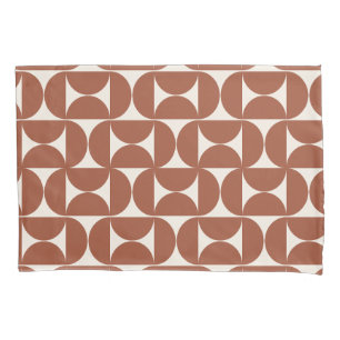 Mid Century Modern Pattern Rust Terracotta Pillowcase