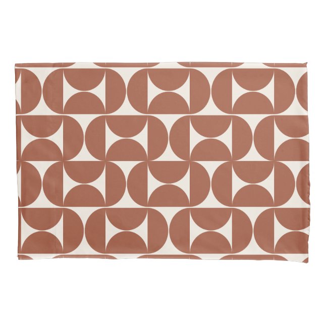 Mid Century Modern Pattern Rust Terracotta Pillowcase (Front)