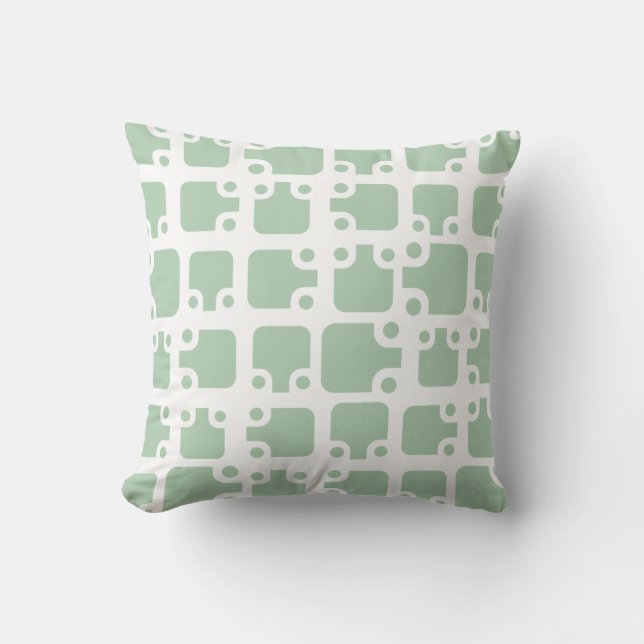 Mid Century Modern Pattern Sage Green Cushion (Front)