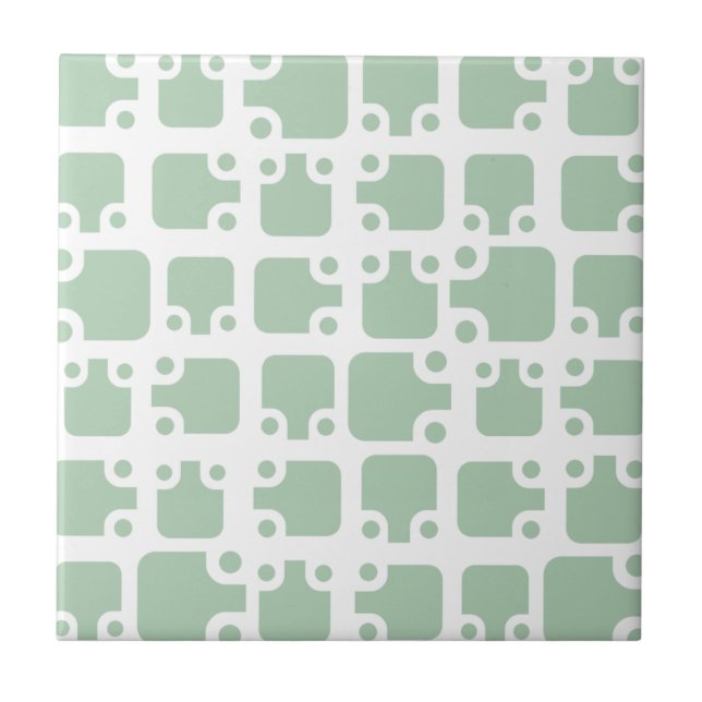 Mid Century Modern Pattern Sage Green Tile (Front)